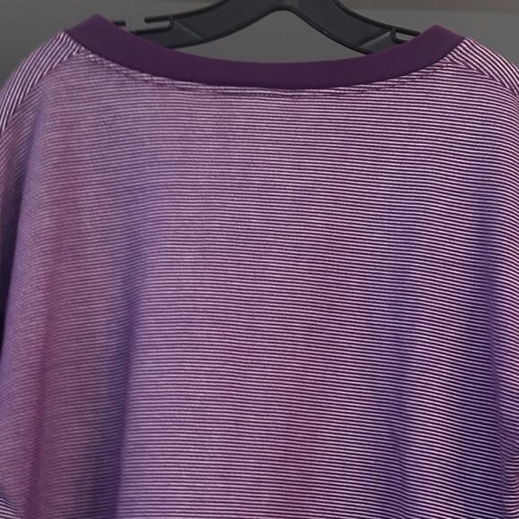 Fresh Produce V-neck Sweatshirt Purple Stripe L 100% Cotton Long Sleeve Beachy - Picture 9 of 11